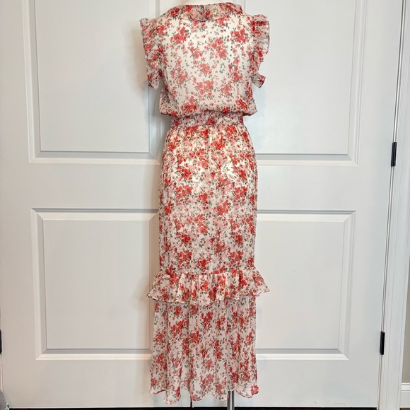 MISA Los Angeles Kidada Poppy Allover Ruffle V-neck Sleeveless Slit Maxi Dress M - Picture 9 of 15